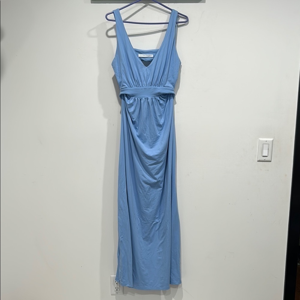 Susana Monaco Soft Powder Blue Ruched Cut Out back Maxi Gown women’s xl - Picture 1 of 6